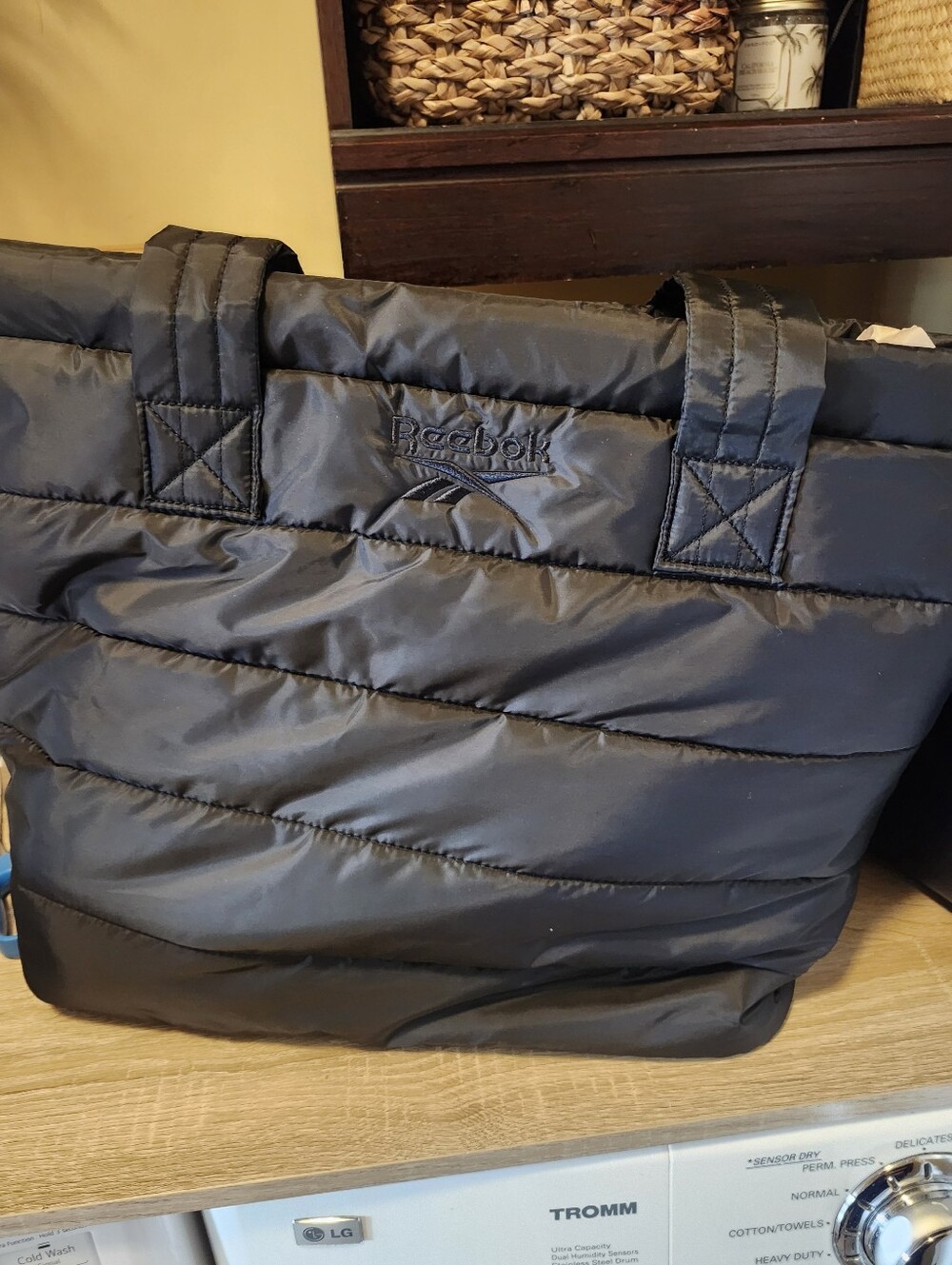 Reebok Black Quilted Puffer Tote